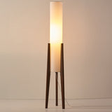 Stehlampe aus massivem Walnussholz mit Stoffschirm – Elegante Retro-Lampe für jeden Raum 1