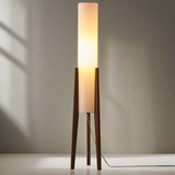 Stehlampe aus massivem Walnussholz mit Stoffschirm – Elegante Retro-Lampe für jeden Raum 3