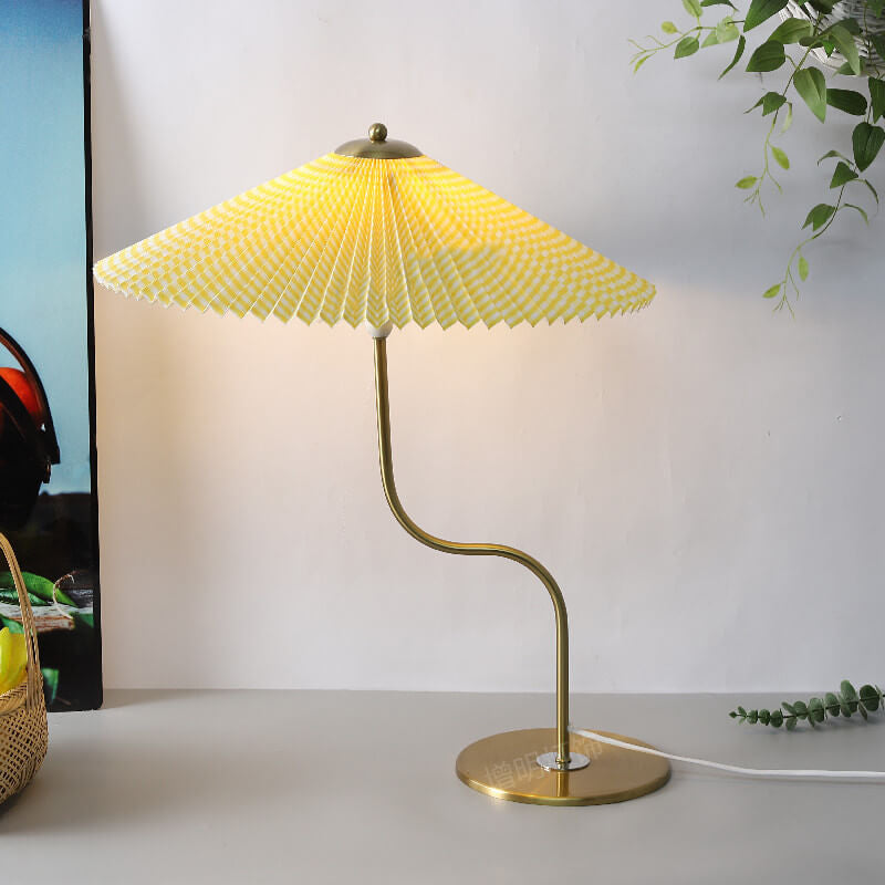 Tischlampe Retro-Stil mit Faltenschirm für Wohnzimmer und Nachttisch 0