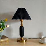Tischlampe mit Retro Plissiertem Schirm für Nachttisch und Wohnzimmer 1
