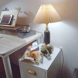 Tischlampe mit Retro Plissiertem Schirm für Nachttisch und Wohnzimmer 6