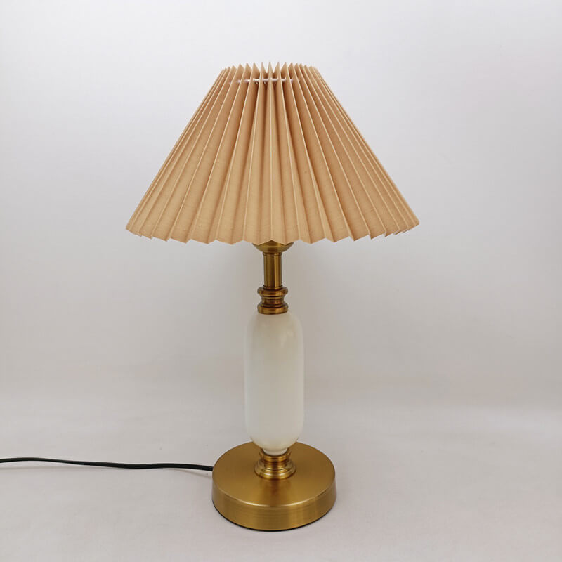 Tischlampe mit Retro Plissiertem Schirm für Nachttisch und Wohnzimmer 8