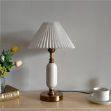 Tischlampe mit Retro Plissiertem Schirm für Nachttisch und Wohnzimmer 9