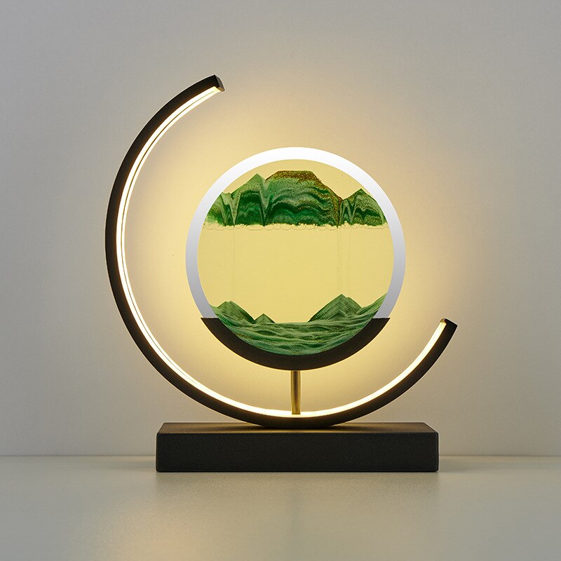 Treibsand Tischlampe mit 3D-Sandmalerei – LED Tischleuchte für entspannende Atmosphäre im Wohnzimmer und Büro 0