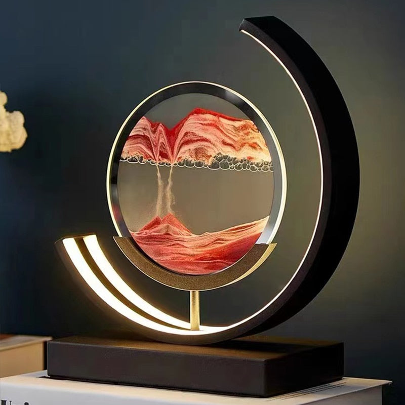 Treibsand Tischlampe mit 3D-Sandmalerei – LED Tischleuchte für entspannende Atmosphäre im Wohnzimmer und Büro 1