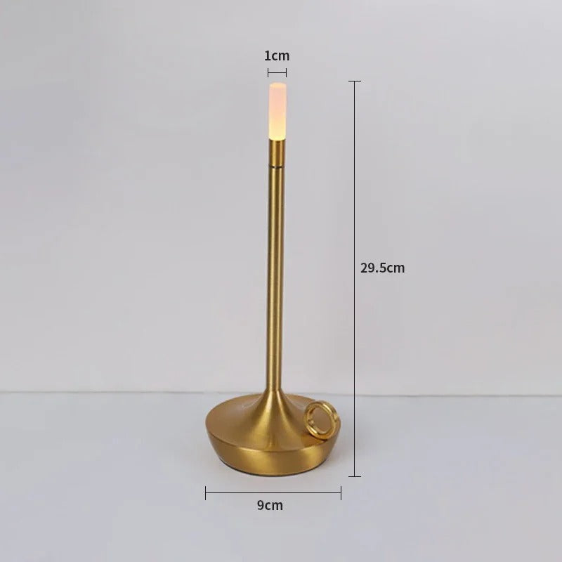 Elegante Dimmbar LED Lampe aus Aluminium – Warmes Licht, 30/50/100% Helligkeit, Wiederaufladbar, 23 cm Hoch
